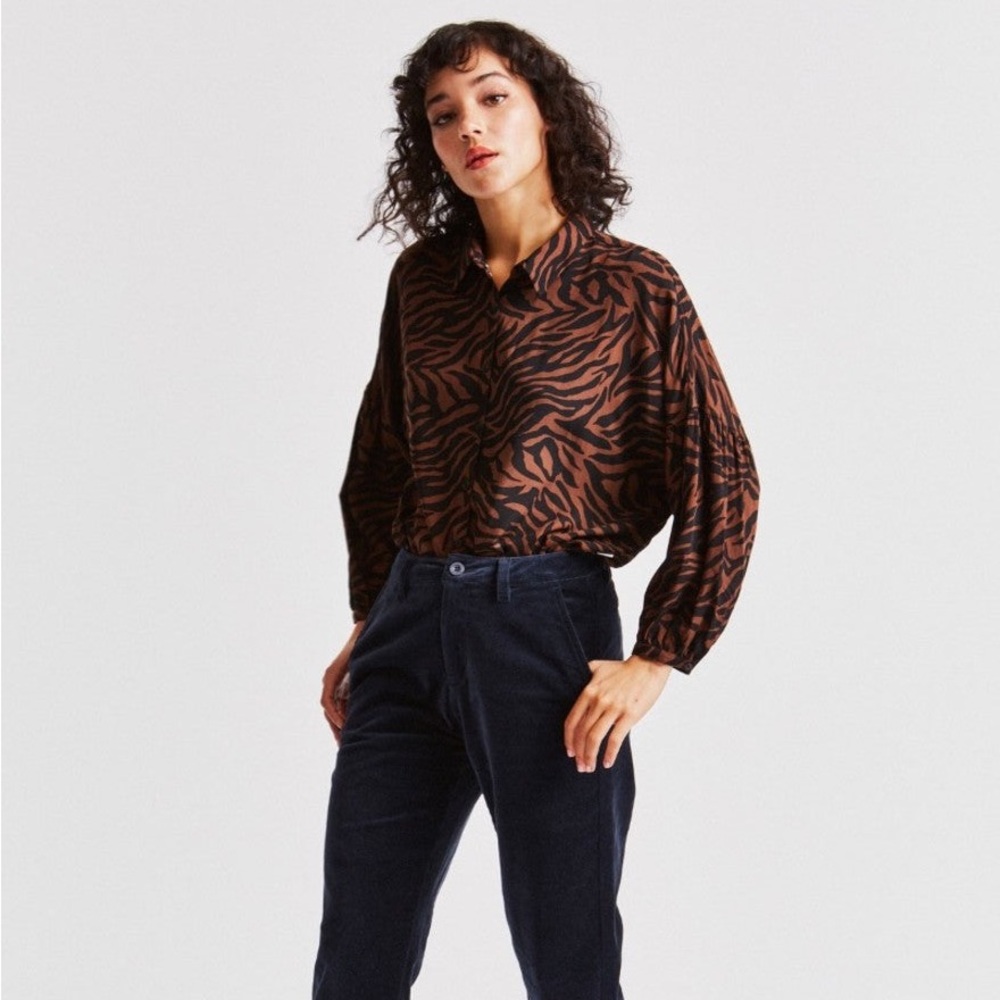 Zebra Print ButtonUp Blouse